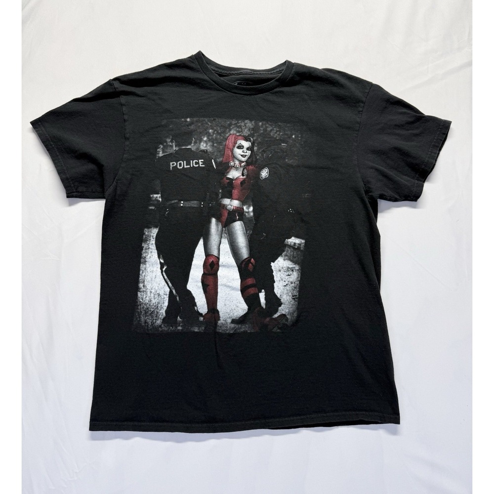 Harley Quinn Batman DC Comics Graphic T-Shirt Black Faded Tee Adult Medium